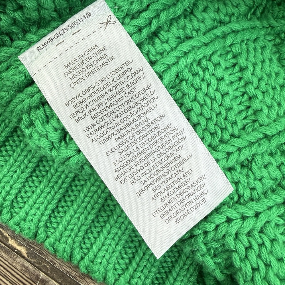 Polo Ralph Lauren Womens Aran Knit Cotton American Flag Sweater Green SZ XXL NEW - Picture 10 of 11